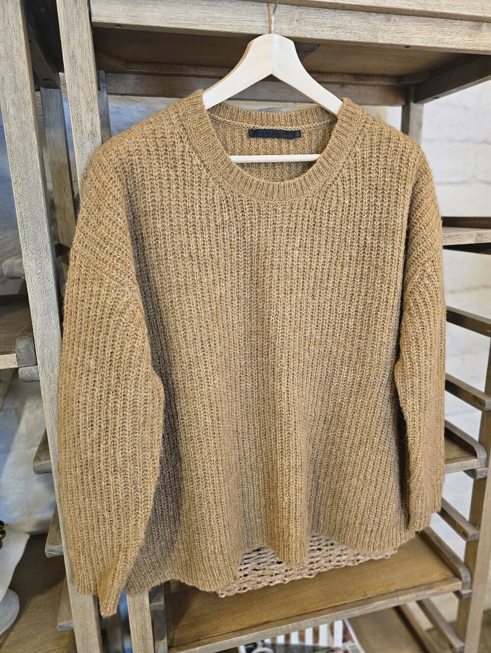 Jenni Kayne Chunky Knit Crewneck Alpaca Blend Sz XL Apricot - Picture 4 of 9